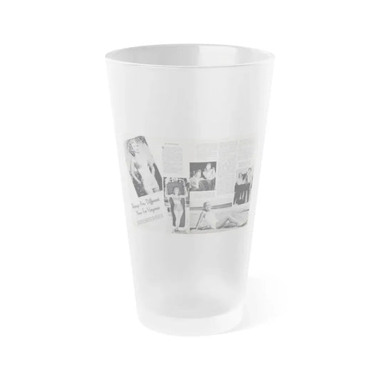 Virginia Mayo #290 - 2 Pages of Virginia+3 B&W Pin-Up Pics & 2 Candid Shots circa late 40's from a Movie Star Magazine (Vintage Female Icon) Frosted Pint Glass 16oz 16oz Frosted - Go Mug Yourself