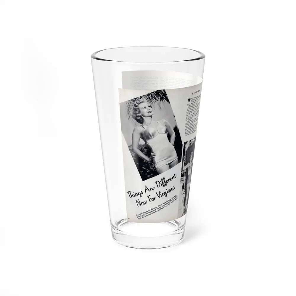 Virginia Mayo #290 - 2 Pages of Virginia+3 B&W Pin-Up Pics & 2 Candid Shots circa late 40's from a Movie Star Magazine (Vintage Female Icon) Pint Glass 16oz - Go Mug Yourself