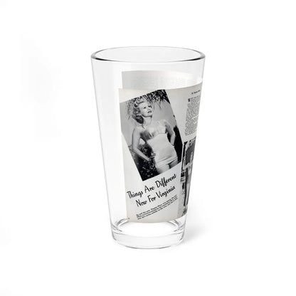 Virginia Mayo #290 - 2 Pages of Virginia+3 B&W Pin-Up Pics & 2 Candid Shots circa late 40's from a Movie Star Magazine (Vintage Female Icon) Pint Glass 16oz - Go Mug Yourself