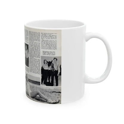 Virginia Mayo #290 - 2 Pages of Virginia+3 B&W Pin-Up Pics & 2 Candid Shots circa late 40's from a Movie Star Magazine (Vintage Female Icon) White Coffee Mug - Go Mug Yourself