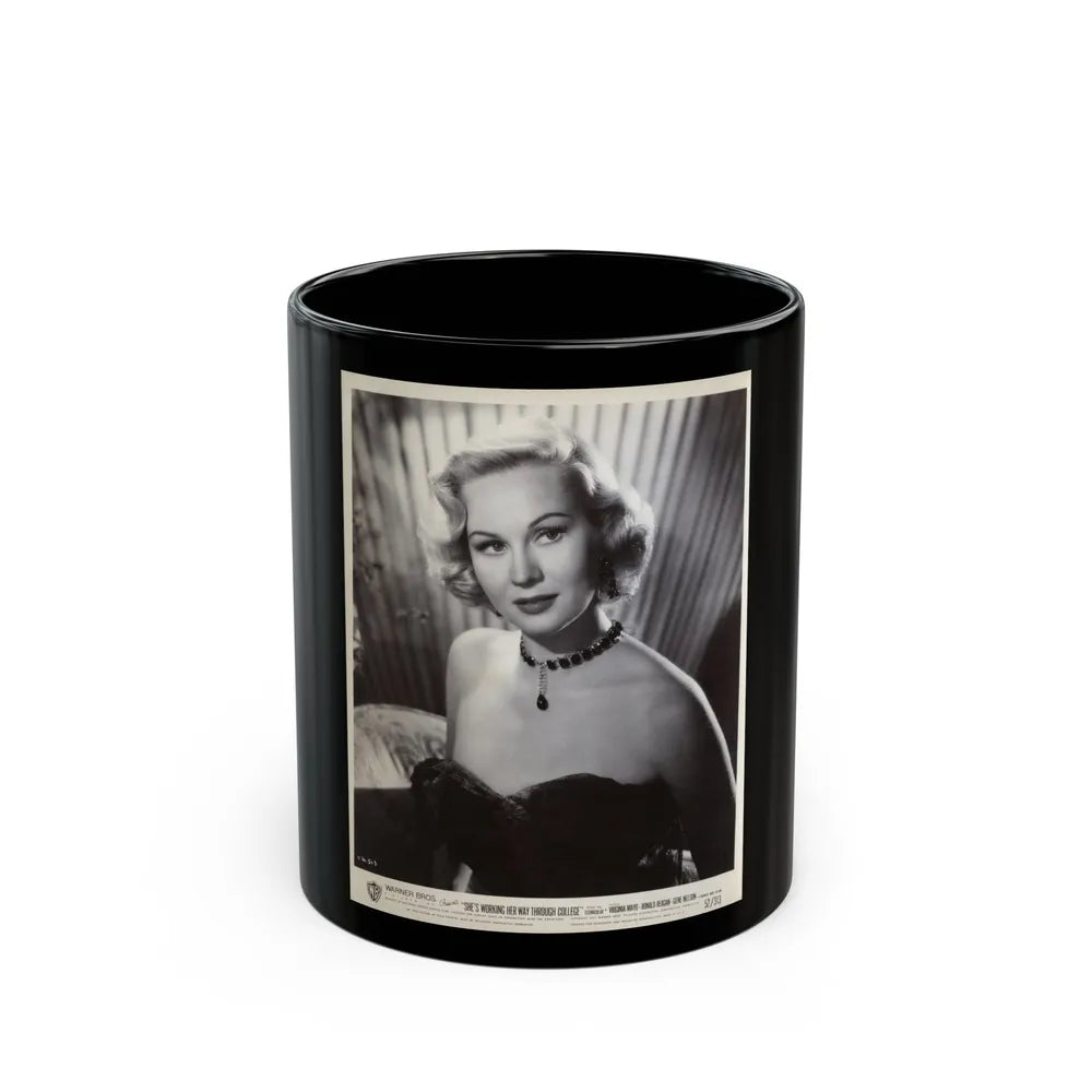 Virginia Mayo #291 - Vintage 8x10 B&W Upper Body Wasite to Head Glamour 1952 Movie Promo Photo (Vintage Female Icon) Black Coffee Mug-11oz-Go Mug Yourself