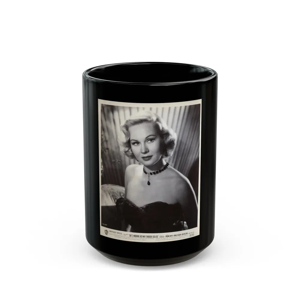 Virginia Mayo #291 - Vintage 8x10 B&W Upper Body Wasite to Head Glamour 1952 Movie Promo Photo (Vintage Female Icon) Black Coffee Mug-15oz-Go Mug Yourself