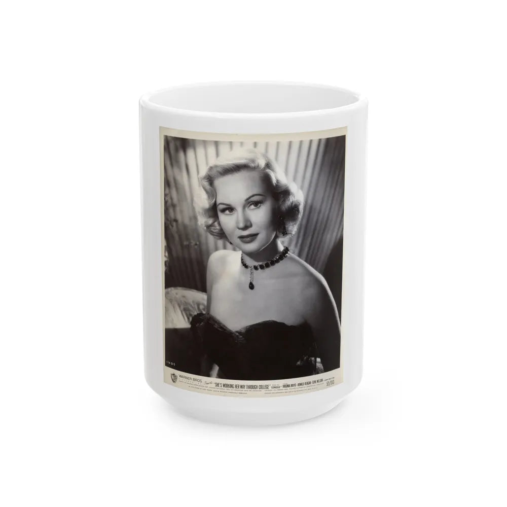 Virginia Mayo #291 - Vintage 8x10 B&W Upper Body Wasite to Head Glamour 1952 Movie Promo Photo (Vintage Female Icon) White Coffee Mug-15oz-Go Mug Yourself