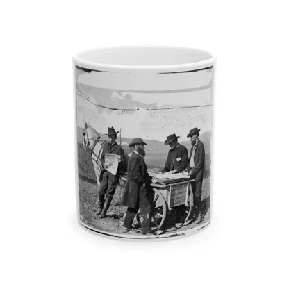 Virginia. Newspaper Vendor And Cart In Camp (U.S. Civil War) White Coffee Mug 11oz - Go Mug Yourself
