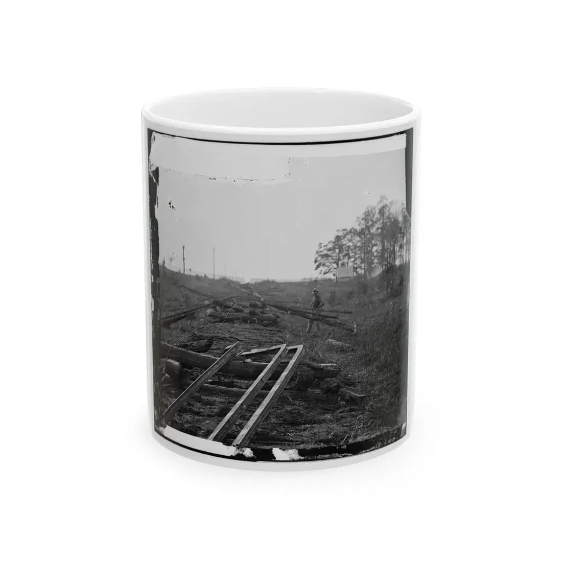 Virginia. Tracks Of The Orange & Alexandria Railroad, Destroyed By The Confederates Between Bristow Station And The Rappahannock (U.S. Civil War) White Coffee Mug 11oz - Go Mug Yourself