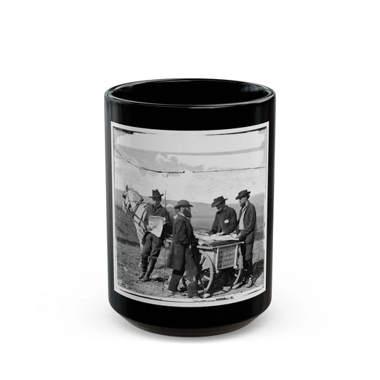 Virginia. Newspaper Vendor And Cart In Camp (U.S. Civil War) Black Coffee Mug-15oz-Go Mug Yourself