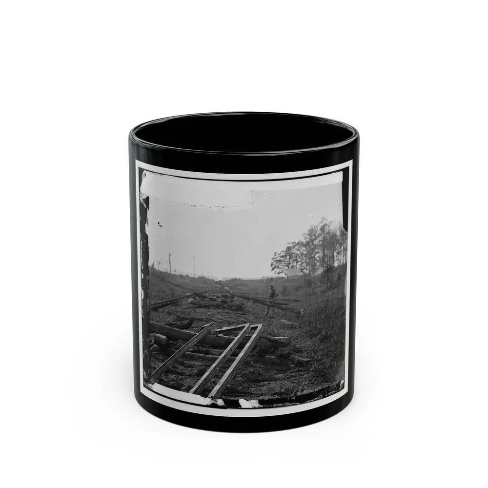 Virginia. Tracks Of The Orange & Alexandria Railroad, Destroyed By The Confederates Between Bristow Station And The Rappahannock (U.S. Civil War) Black Coffee Mug-11oz-Go Mug Yourself