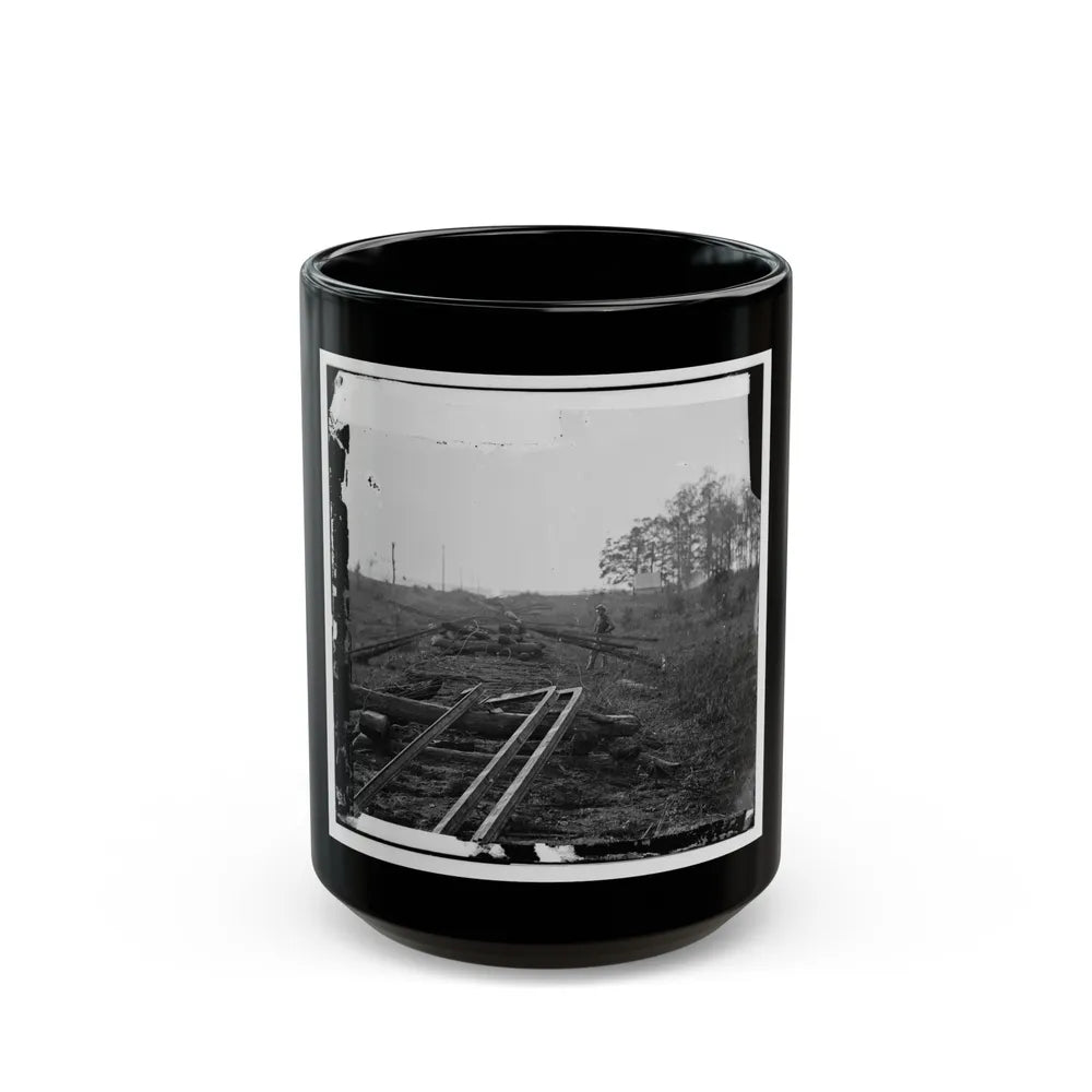 Virginia. Tracks Of The Orange & Alexandria Railroad, Destroyed By The Confederates Between Bristow Station And The Rappahannock (U.S. Civil War) Black Coffee Mug-15oz-Go Mug Yourself