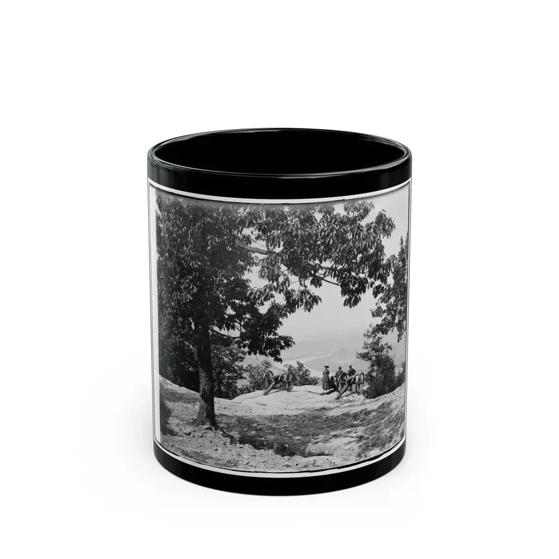 Visitors Observing View From Point At Chickamauga And Chattanooga National Military Park (U.S. Civil War) Black Coffee Mug 11oz - Go Mug Yourself