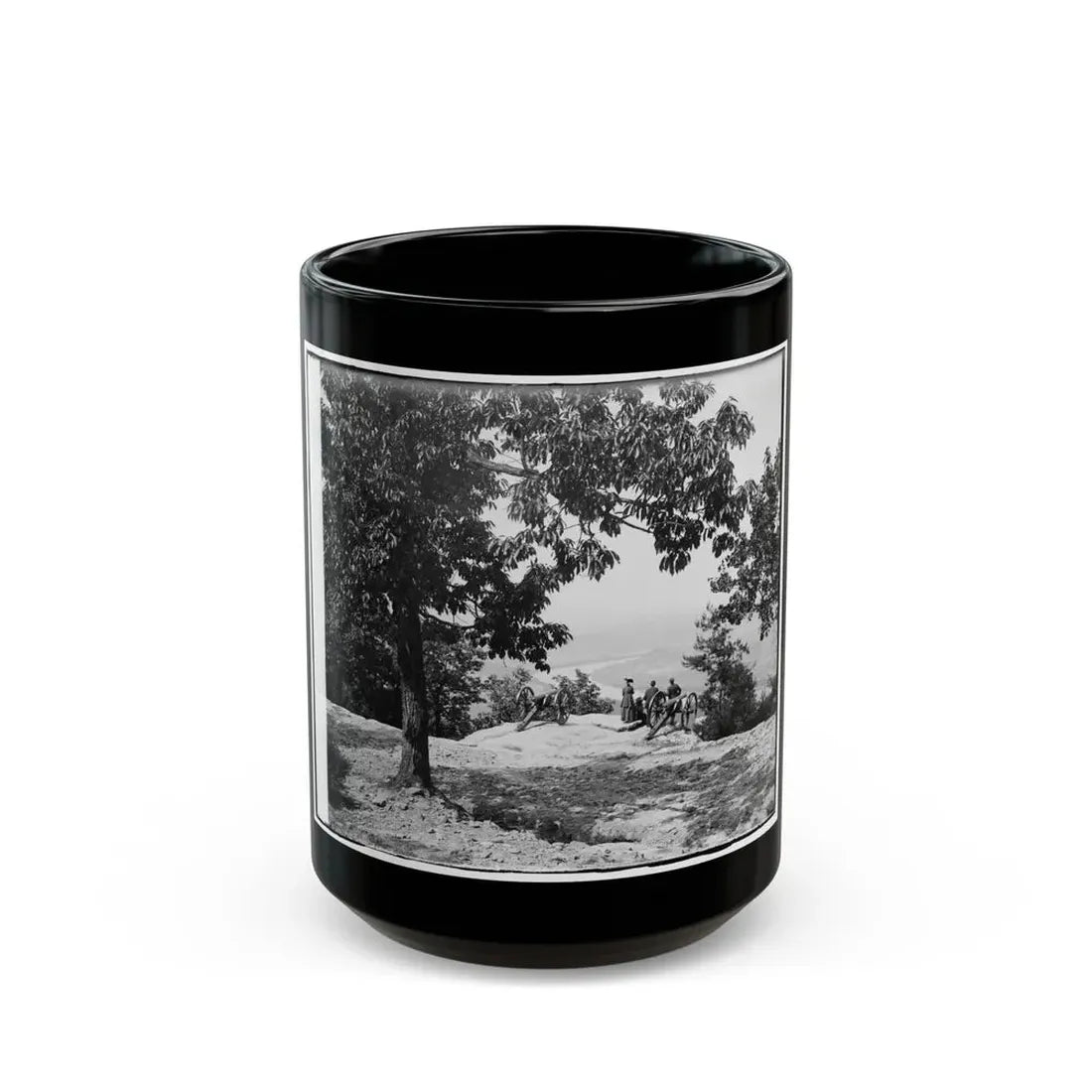 Visitors Observing View From Point At Chickamauga And Chattanooga National Military Park (U.S. Civil War) Black Coffee Mug 15oz - Go Mug Yourself