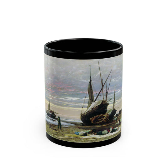 Vladimir Orlovsky (1842-1914) Evening Seashore - 1874 - Black Coffee Mug-11oz-Go Mug Yourself