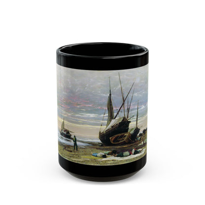 Vladimir Orlovsky (1842-1914) Evening Seashore - 1874 - Black Coffee Mug-15oz-Go Mug Yourself