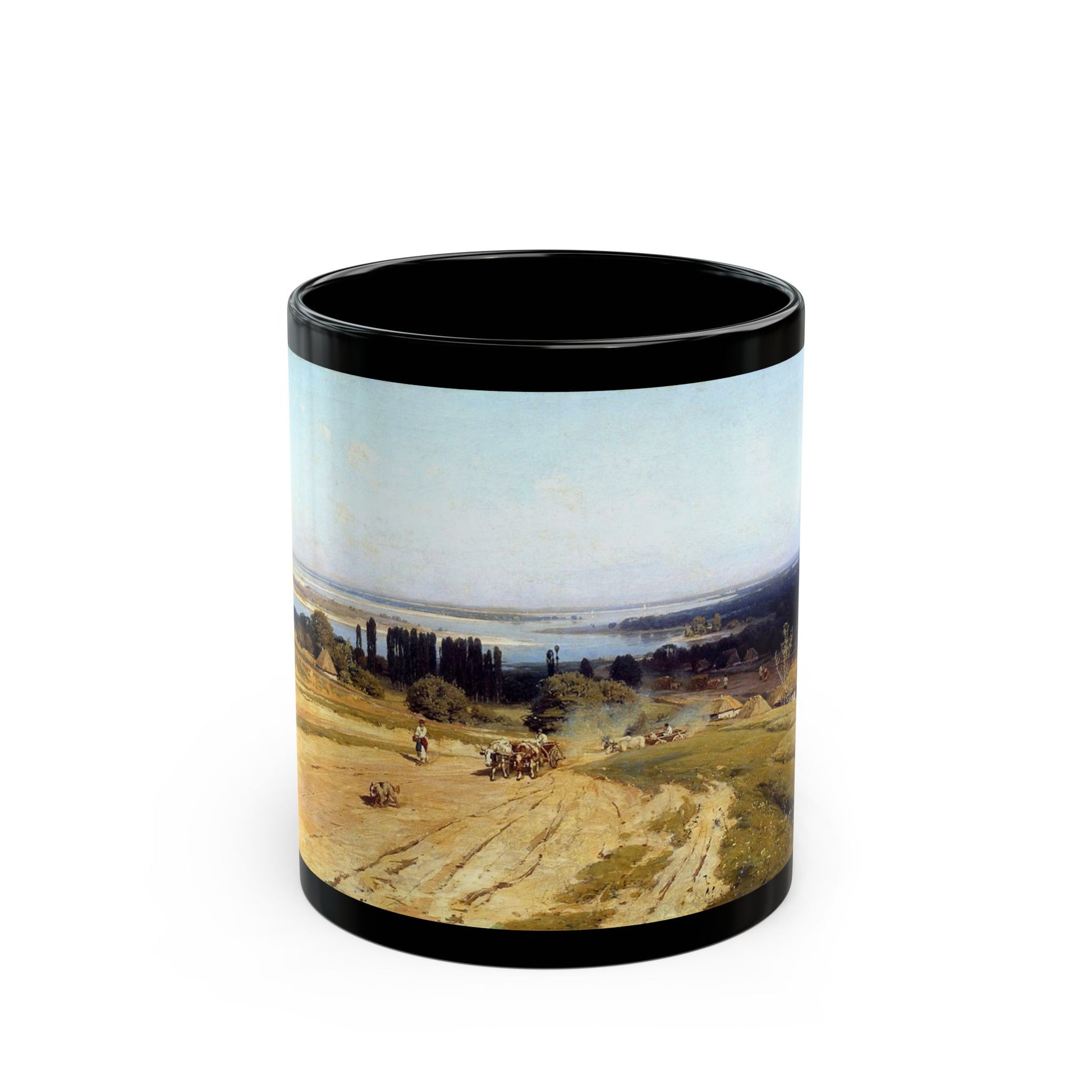 Vladimir Orlovsky (1842-1914) Landscape in Ukraine - Black Coffee Mug-11oz-Go Mug Yourself