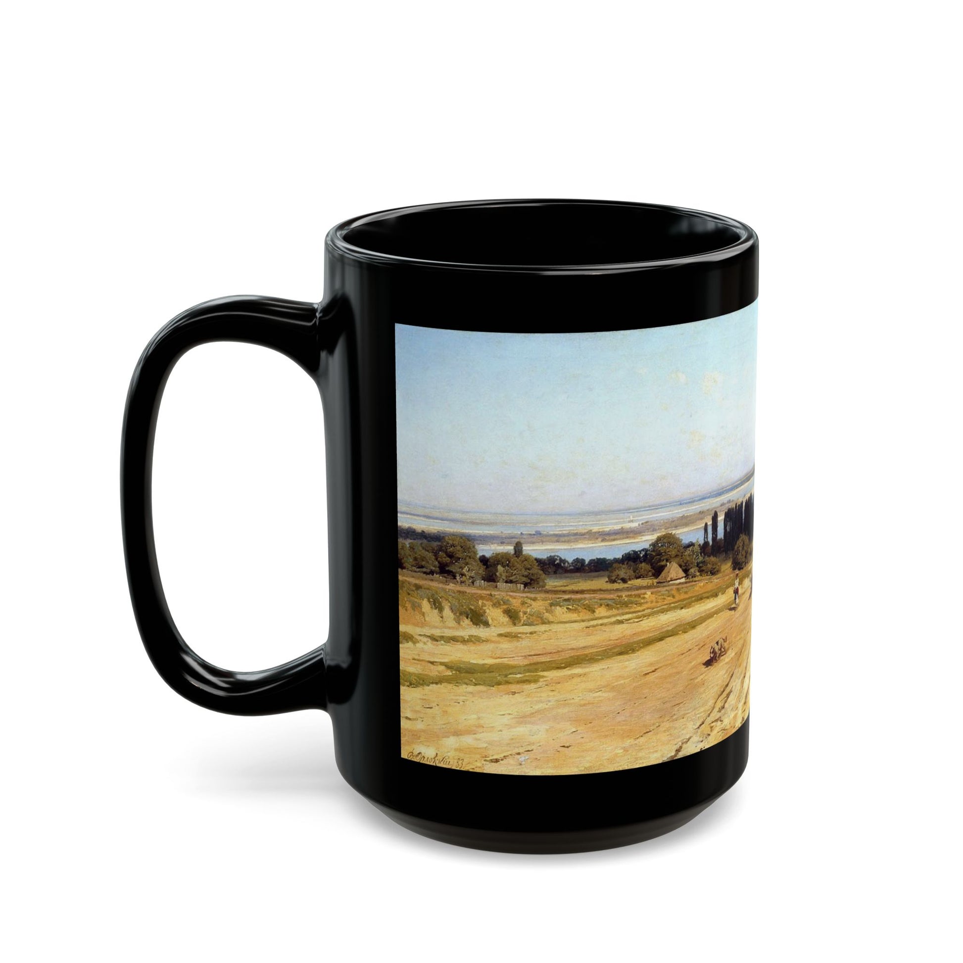 Vladimir Orlovsky (1842-1914) Landscape in Ukraine - Black Coffee Mug-Go Mug Yourself