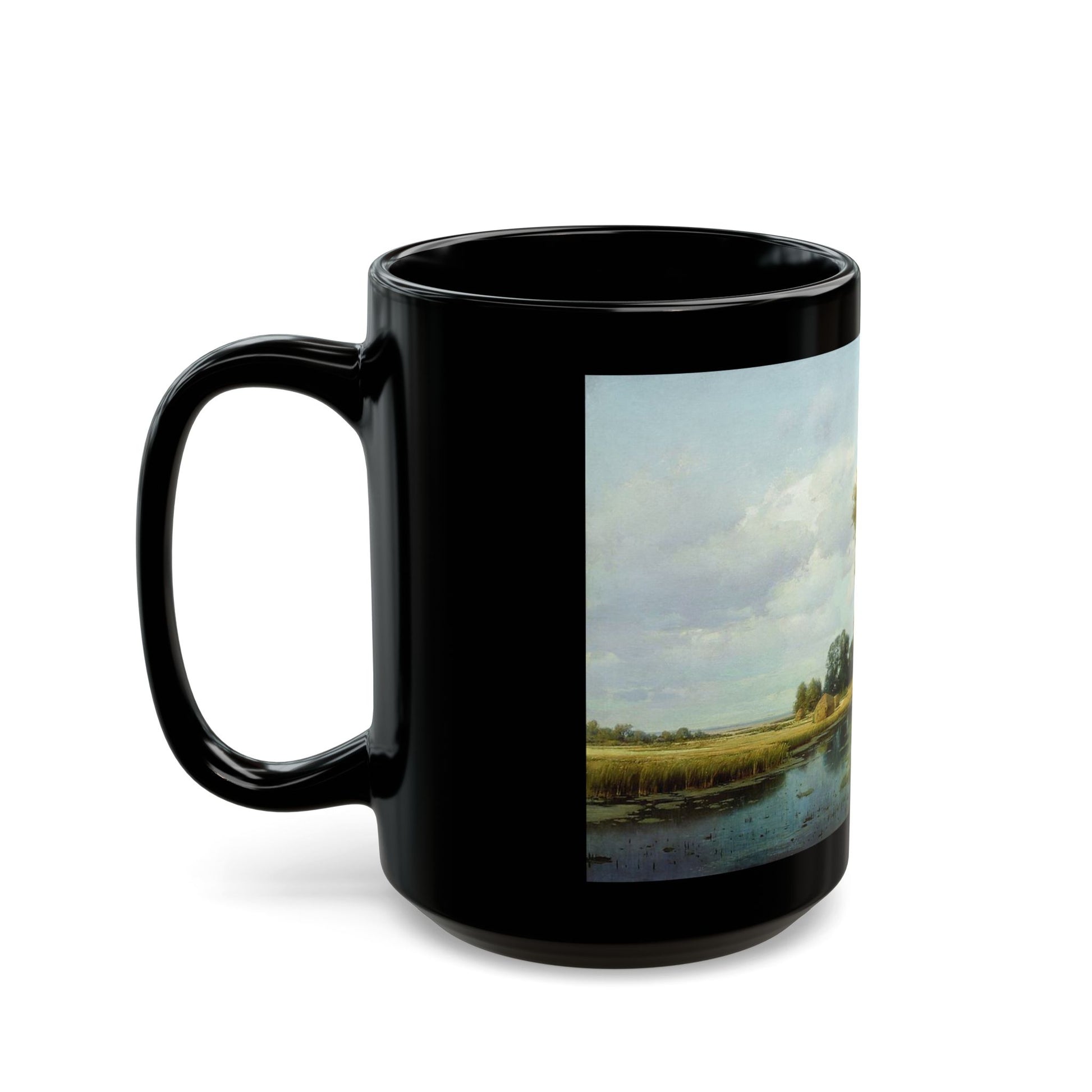 Vladimir Orlovsky (1842-1914) Landscape with Marsh - Black Coffee Mug-Go Mug Yourself