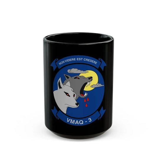 VMAQ 3 Marine Tactical Electronic Warfare Squadron 3 (USMC) Black Coffee Mug 15oz - Go Mug Yourself