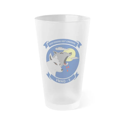 VMAQ 3 Marine Tactical Electronic Warfare Squadron 3 (USMC) Frosted Pint Glass 16oz Default Title - Go Mug Yourself