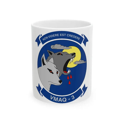 VMAQ 3 Marine Tactical Electronic Warfare Squadron 3 (USMC) White Coffee Mug 11oz - Go Mug Yourself
