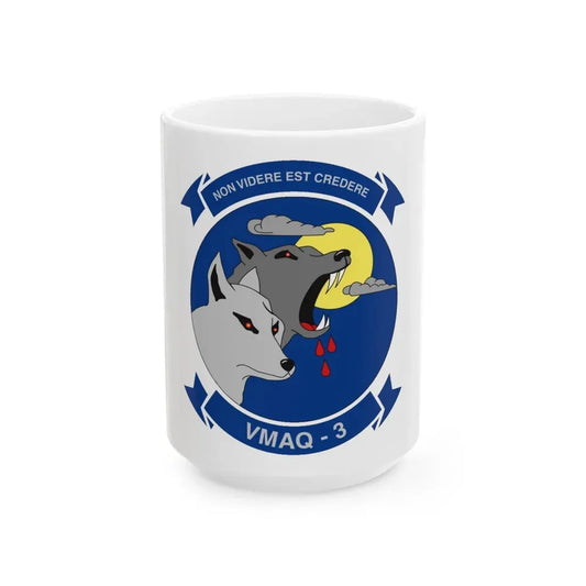 VMAQ 3 Marine Tactical Electronic Warfare Squadron 3 (USMC) White Coffee Mug 15oz - Go Mug Yourself