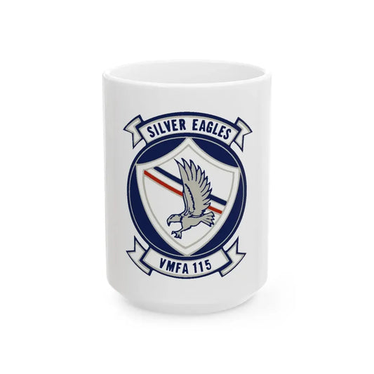 VMFA 115 Silver Eagles (USMC) White Coffee Mug 15oz - Go Mug Yourself