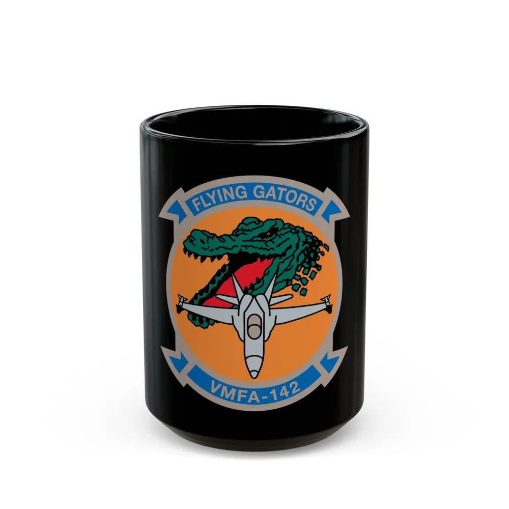 VMFA 142 (USMC) Black Coffee Mug-15oz-Go Mug Yourself