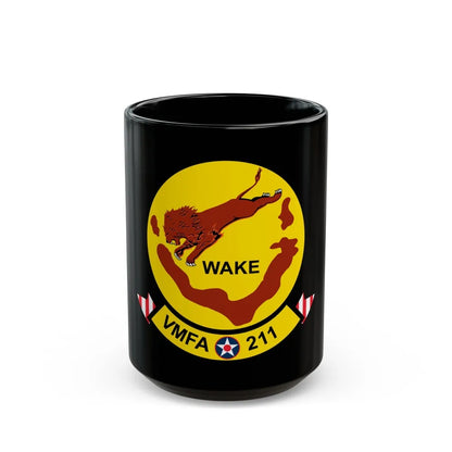 VMFA 211 Wake Island (USMC) Black Coffee Mug-15oz-Go Mug Yourself