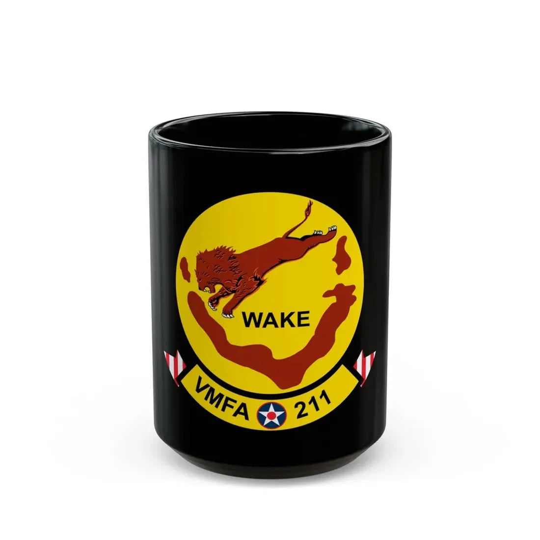 VMFA 211 Wake Island (USMC) Black Coffee Mug 15oz - Go Mug Yourself