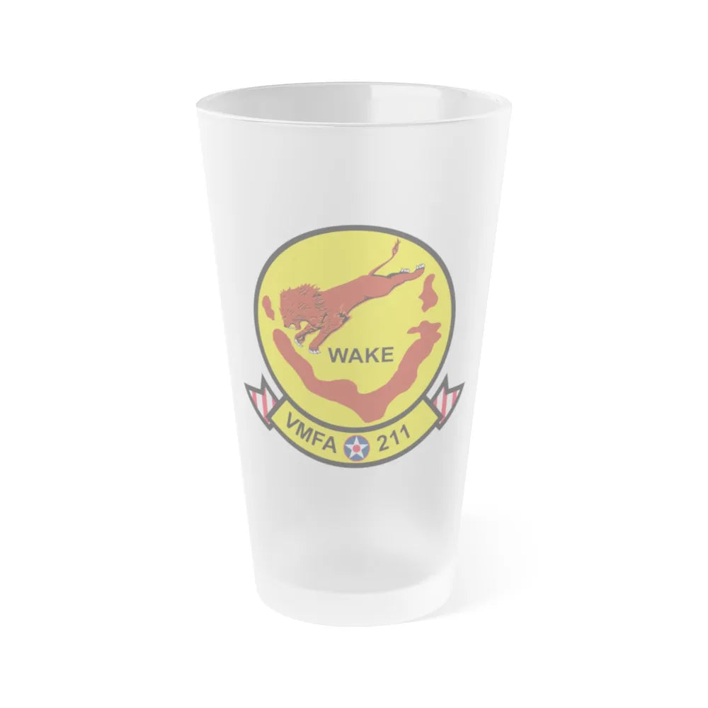 VMFA 211 Wake Island (USMC) Frosted Pint Glass 16oz-Go Mug Yourself