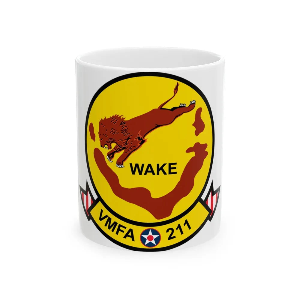 VMFA 211 Wake Island (USMC) White Coffee Mug-11oz-Go Mug Yourself