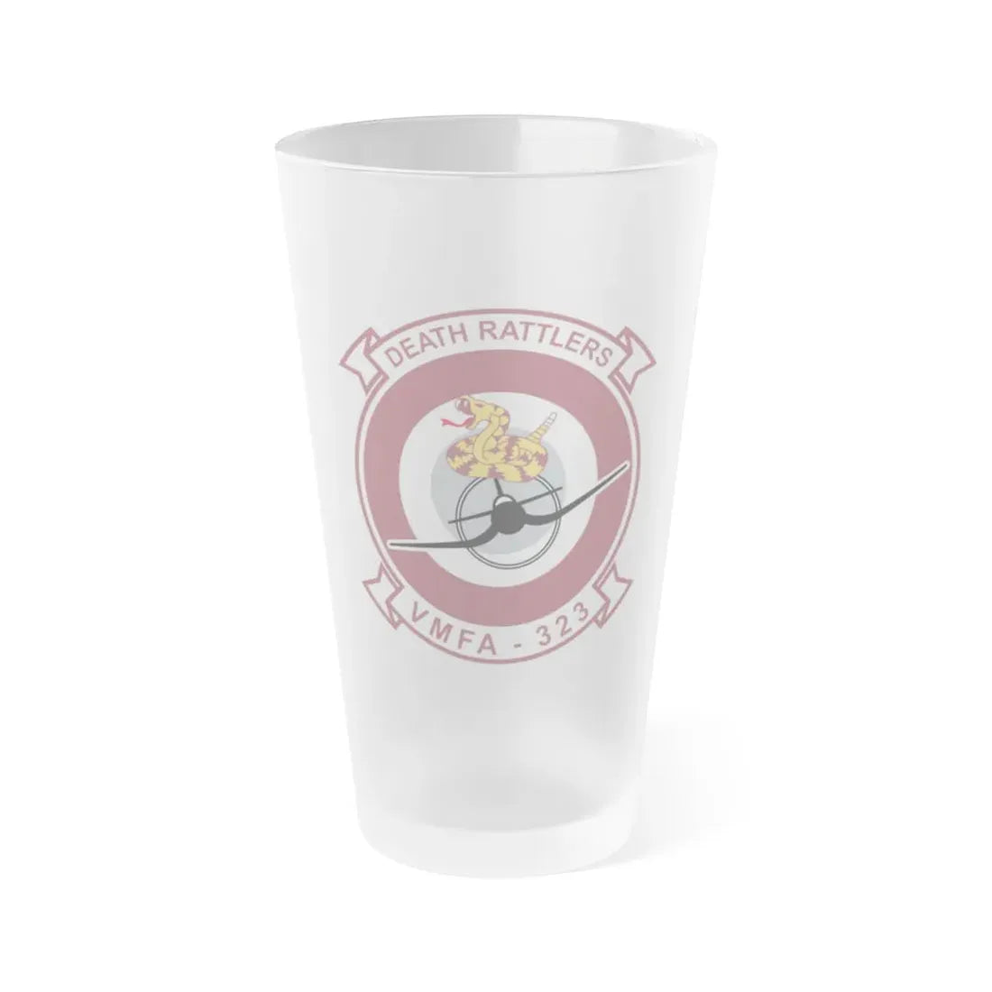 VMFA 323 Death Rattles (USMC) Frosted Pint Glass 16oz Default Title - Go Mug Yourself