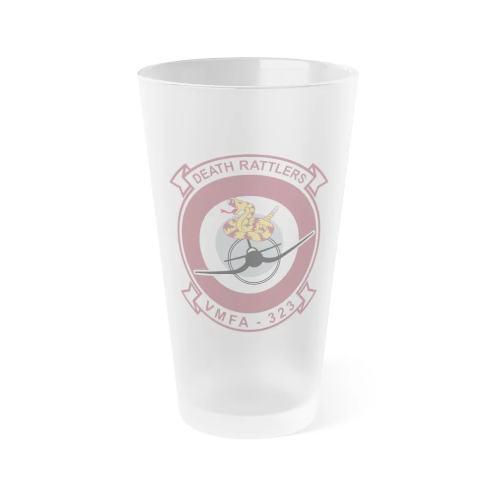 VMFA 323 Death Rattles (USMC) Frosted Pint Glass 16oz-Go Mug Yourself