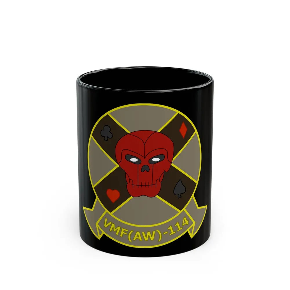 VMFAW 114 Death Dealers (USMC) Black Coffee Mug-11oz-Go Mug Yourself