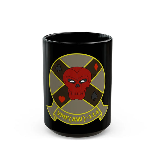 VMFAW 114 Death Dealers (USMC) Black Coffee Mug-15oz-Go Mug Yourself