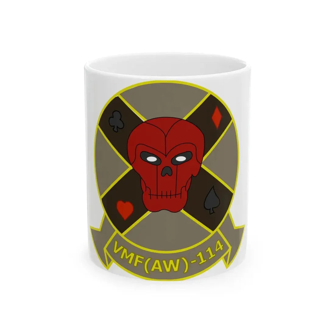 VMFAW 114 Death Dealers (USMC) White Coffee Mug 11oz - Go Mug Yourself