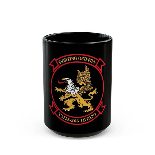 VMM 266 REIN Fighting Griffins (USMC) Black Coffee Mug 15oz - Go Mug Yourself