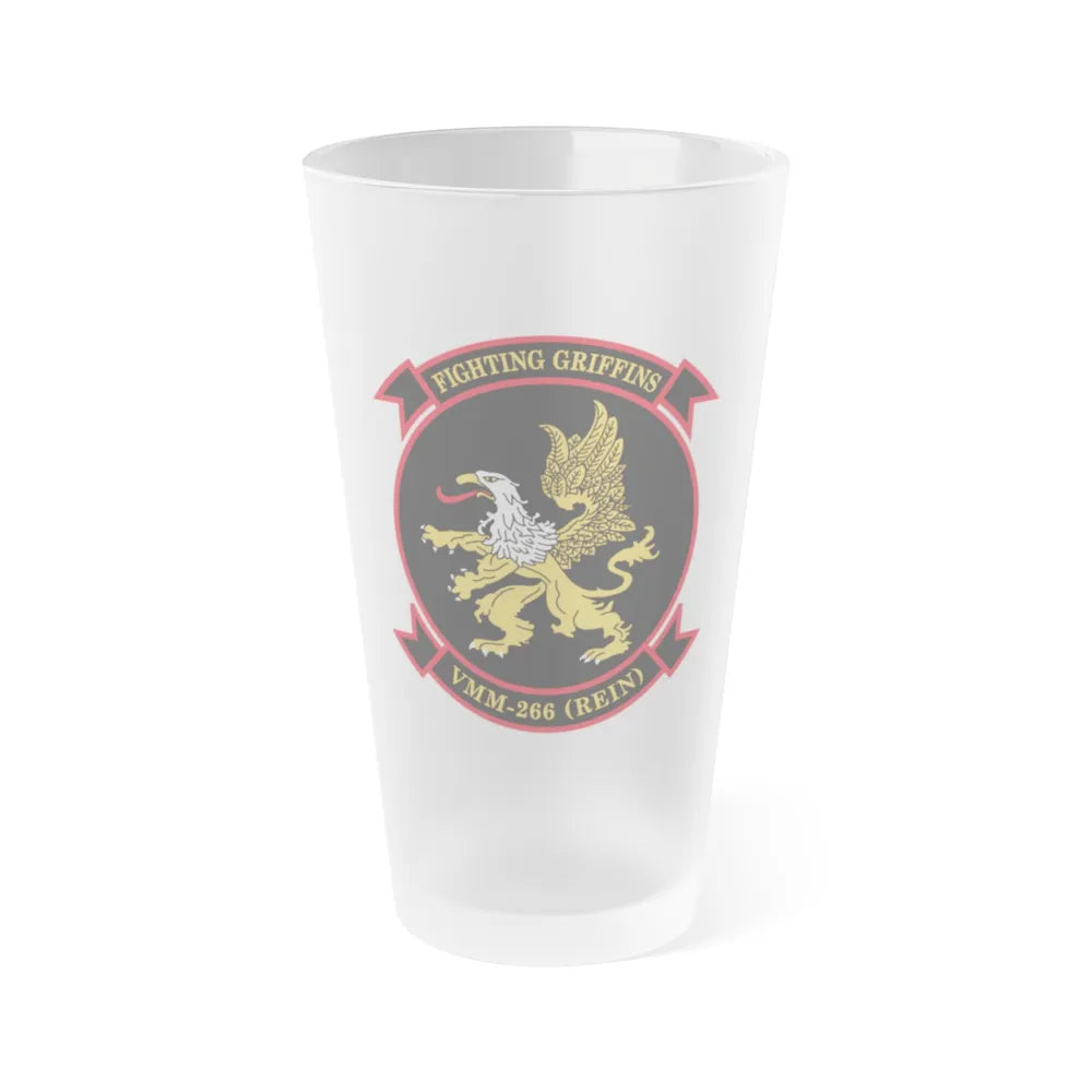 VMM 266 REIN Fighting Griffins (USMC) Frosted Pint Glass 16oz-Go Mug Yourself