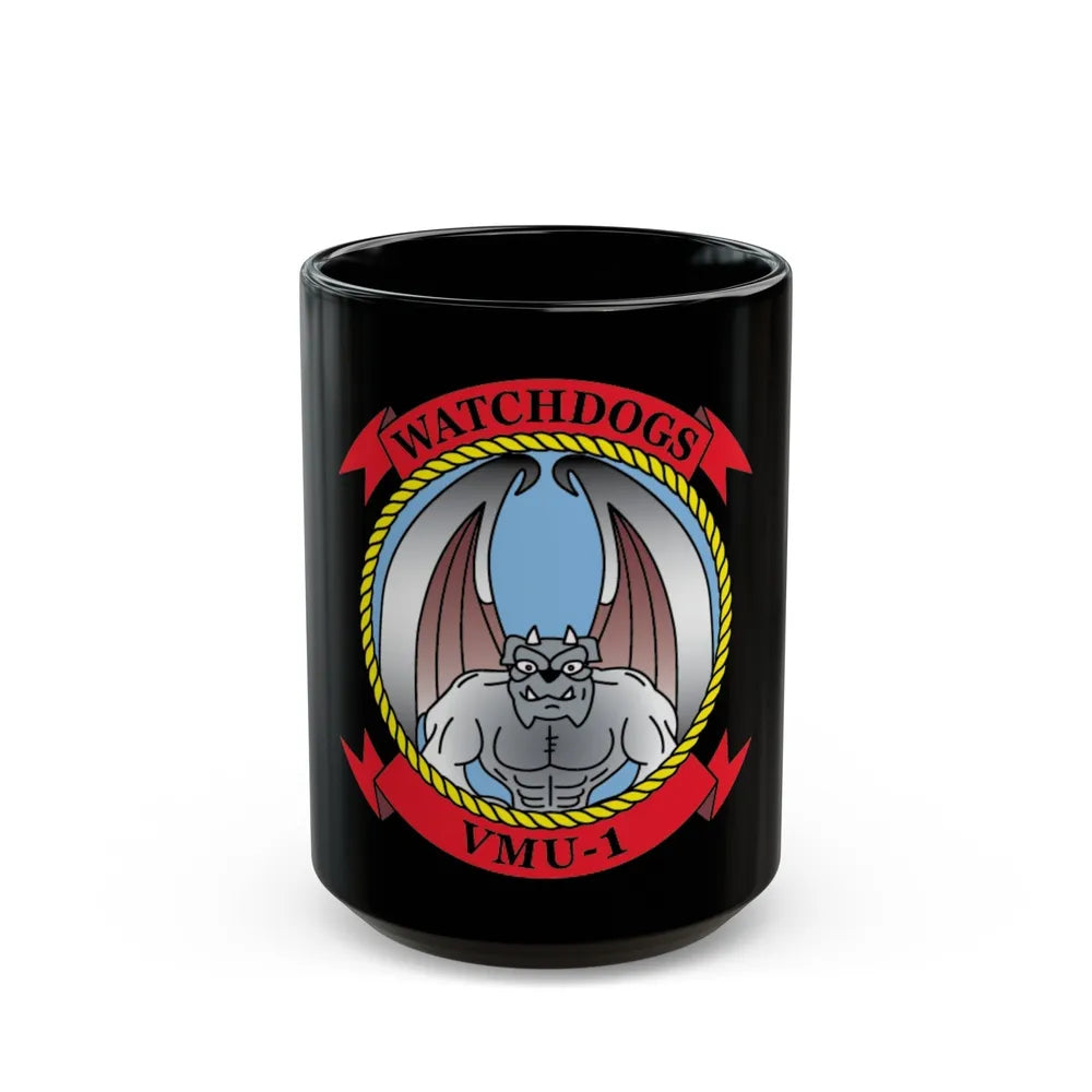 VMU 1 Watchdogs 2 (USMC) Black Coffee Mug-15oz-Go Mug Yourself