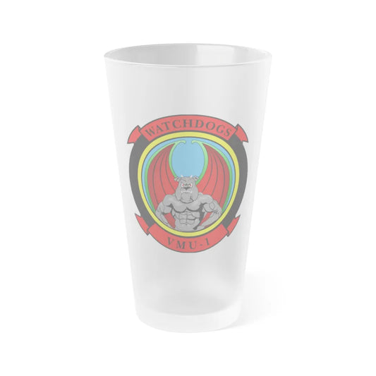 VMU 1 Watchdogs (USMC) Frosted Pint Glass 16oz-Go Mug Yourself