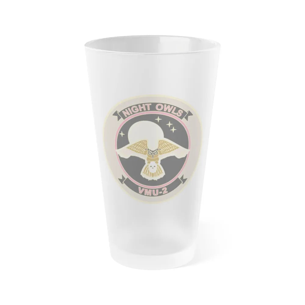 VMU 2 Night Owls (USMC) Frosted Pint Glass 16oz-Go Mug Yourself