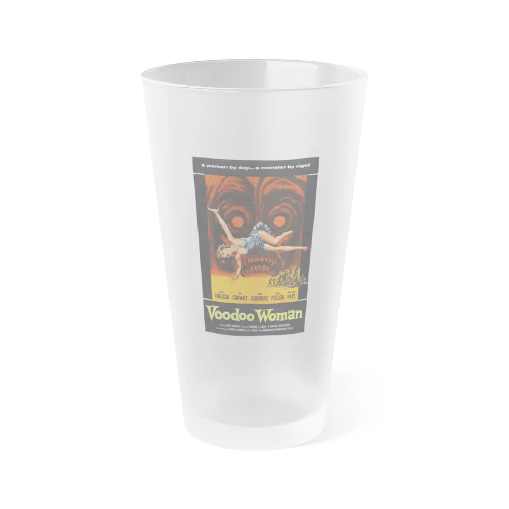 VOODOO WOMAN 1957 Movie Poster - Frosted Pint Glass 16oz-16oz-Frosted-Go Mug Yourself