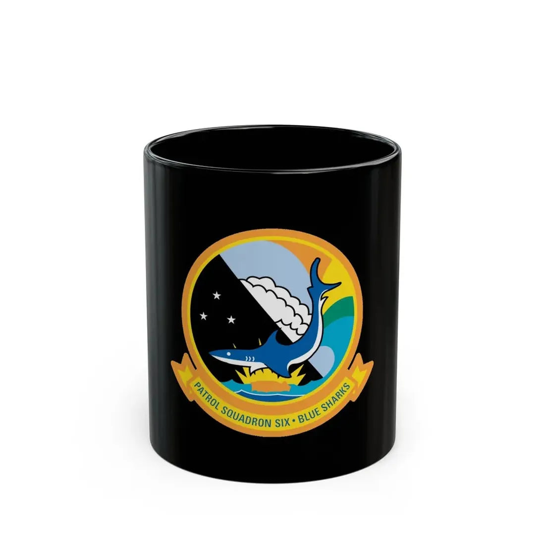 VP 6 Patrol Squadron Six Blue Sharks (U.S. Navy) Black Coffee Mug 11oz - Go Mug Yourself