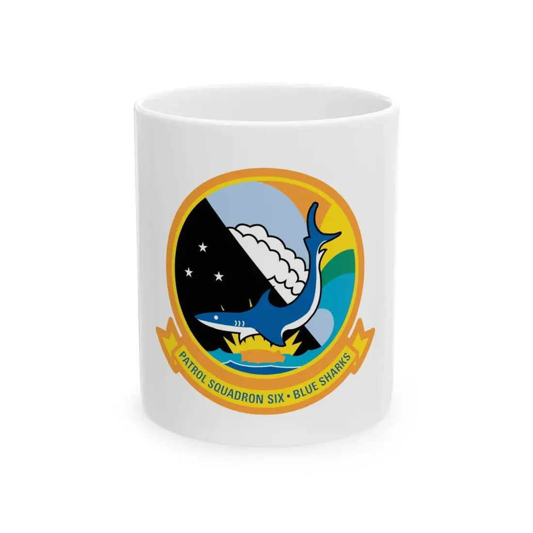 VP 6 Patrol Squadron Six Blue Sharks (U.S. Navy) White Coffee Mug 11oz - Go Mug Yourself