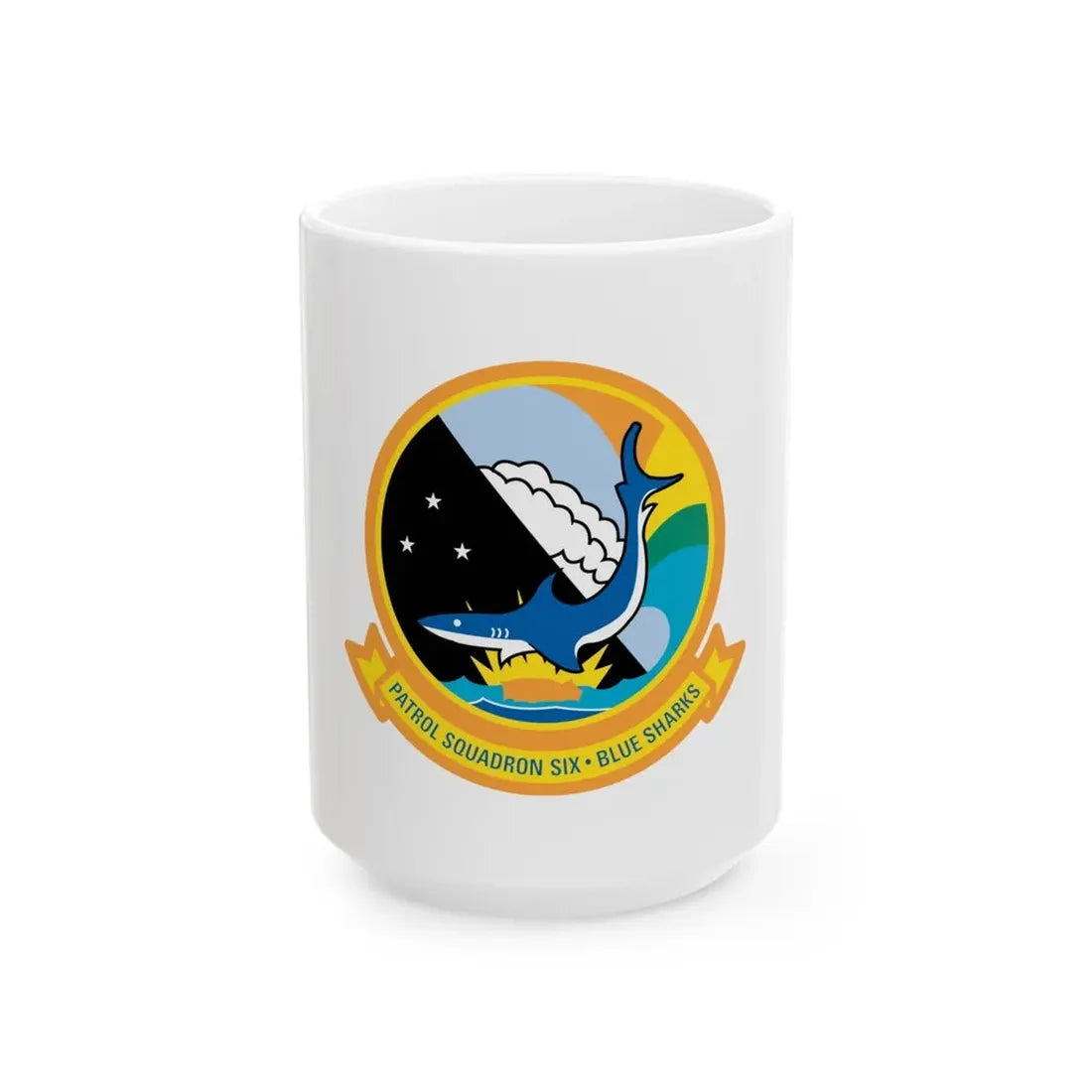 VP 6 Patrol Squadron Six Blue Sharks (U.S. Navy) White Coffee Mug 15oz - Go Mug Yourself