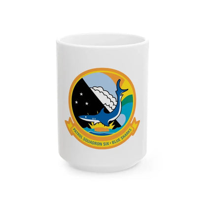 VP 6 Patrol Squadron Six Blue Sharks (U.S. Navy) White Coffee Mug 15oz - Go Mug Yourself