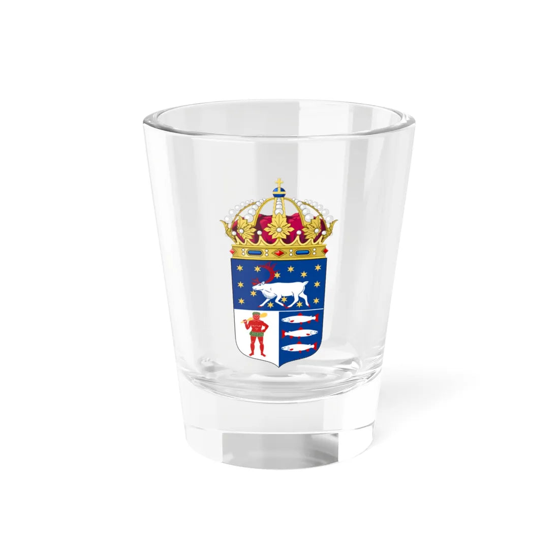 Västerbottens läns vapen crowned (Sweden) (Coat of Arms) Shot Glass 1.5oz 1.5oz - Go Mug Yourself