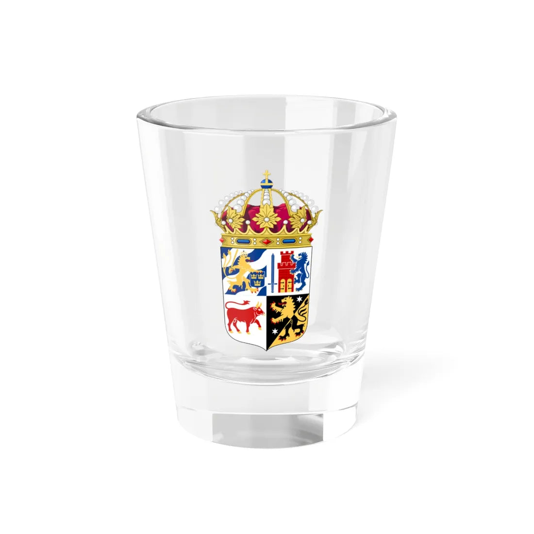 Västra Götalands läns vapen crowned (Sweden) (Coat of Arms) Shot Glass 1.5oz 1.5oz - Go Mug Yourself