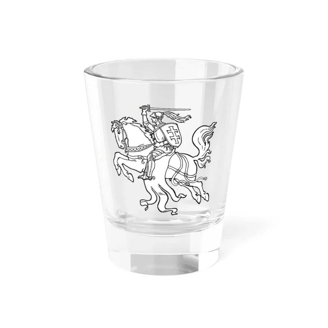 Vytis of Antanas Žmuidzinavičius 1917 - white (Lithuania) (Coat of Arms) Shot Glass 1.5oz 1.5oz - Go Mug Yourself