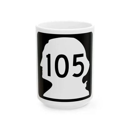 WA-105 (Washington) (Road Sign) White Coffee Mug 15oz - Go Mug Yourself