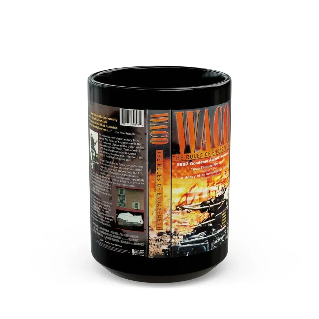 WACO THE RULES OF ENGAGEMENT (VHS COVER) - Black Coffee Mug 15oz - Go Mug Yourself