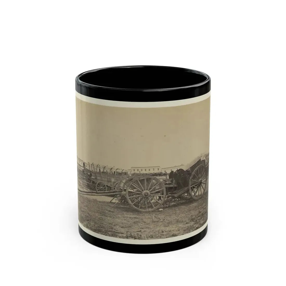 Wagons With Caisson In Foreground, Probably At A Civil War Military Camp (U.S. Civil War) Black Coffee Mug 11oz - Go Mug Yourself